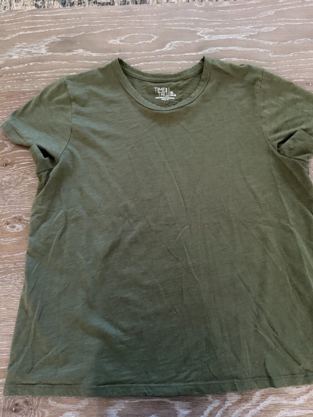 Womens Time and Tru army green short sleeve t-shirt tee top size XL